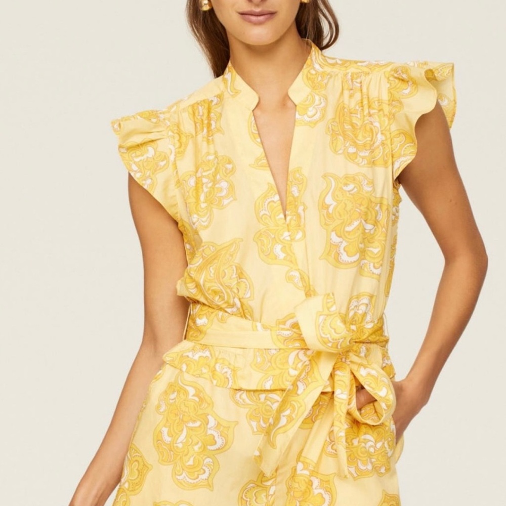 Derek Lam Collective Tie Wasted Romper - Yellow (Sz. 42)